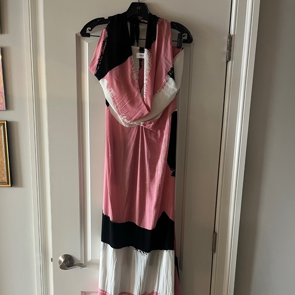SWF Cowl Neck Maxi pink,white, and black